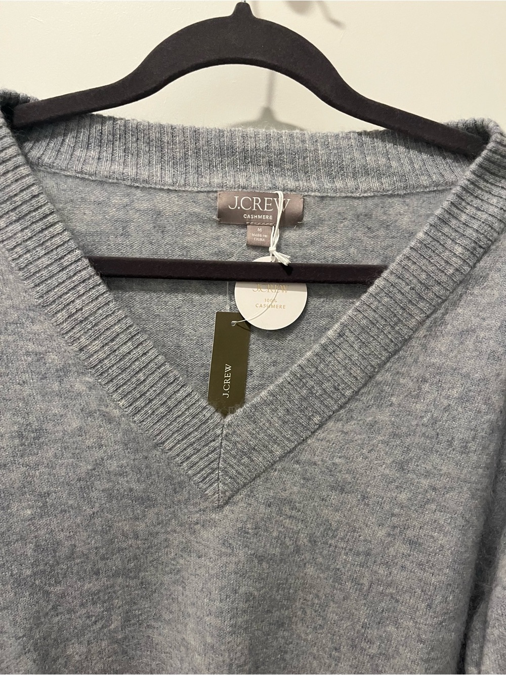 J. Crew Brushed Cashmere Relaxed Fit V-Neck, Sz M, Grey - Picture 4 of 12